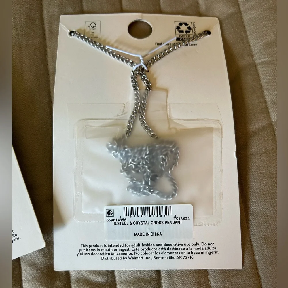 Men's 24” Stainless Steel Cross Necklace Set - Picture 6 of 8